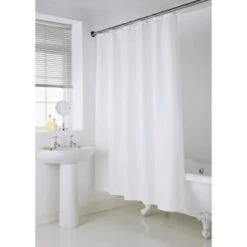 B&M Mono Jacquard Shower Curtain - White