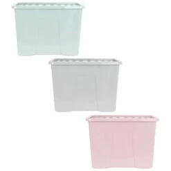 B&M Storage Box With Lid 80L - Dusty Pink -Chic Household Items 391381 391383 391384 80l storage box and lid group