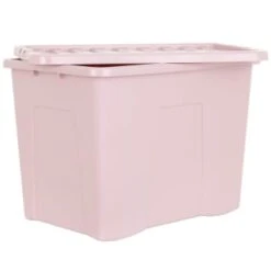 B&M Storage Box With Lid 80L - Dusty Pink -Chic Household Items 391383 dusty pink 80l storage box and lid 4