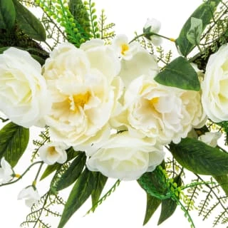 Bloom Wicker Floral Wreath - White 4 Bloom Wicker Floral Wreath - White - Image 2