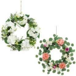 Bloom Spring Flowers Wreath - Pink -Chic Household Items 392822 spring flowers wreath white