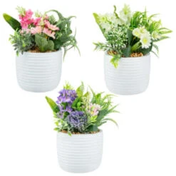 Bloom Mixed Flowers In Pot - White -Chic Household Items 392829 mixed flowers in pot group