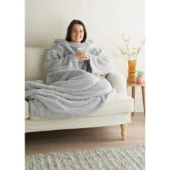 Home Essentials Teddy TV Blanket - Silver -Chic Household Items 393423 home essentials teddy tv blanket silver