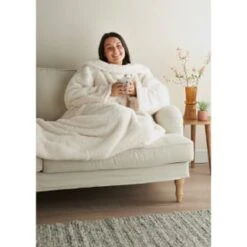 Home Essentials Teddy TV Blanket - Cream -Chic Household Items 393427 home essentials teddy tv blanket cream