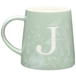 B&M Floral Alphabet Mug (Assorted) -Chic Household Items 394397 floral alphabet mug green j