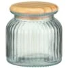 B&M Small Ribbed Glass Jar With Wooden Lid 2 B&M Small Ribbed Glass Jar With Wooden Lid -Chic Household Items 394427 ribbed glass jar with wooden lid small 2