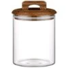 B&M Small Glass Jar With Acacia Wood Lid -Chic Household Items 394439 small glass canister with acacia wood 2