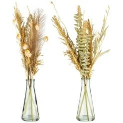 B&M Pampas & Leaf In Glass Vase -Chic Household Items 394707 pampas and leaf in glass vase group