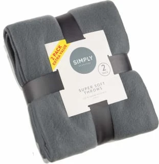 Simply Light Grey & Dark Grey Polar Fleece Throw 2pk 3 Simply Light Grey & Dark Grey Polar Fleece Throw 2pk
