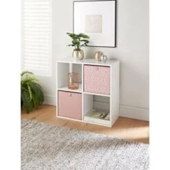 Lokken Printed Storage Cubes 2pk - Pink Diamond -Chic Household Items 395838 2pk printed lokken storage cubes pink diamond