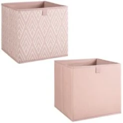 Lokken Printed Storage Cubes 2pk - Pink Diamond -Chic Household Items 395838 2pk printed lokken storage cubes pink diamond 3