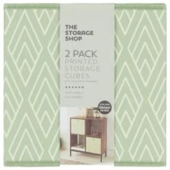 Lokken Printed Storage Cubes 2pk - Sage Diamond -Chic Household Items 395843 2pk printed lokken storage cubes sage diamond 2