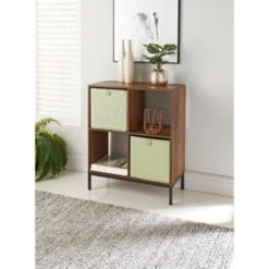 Lokken Printed Storage Cubes 2pk - Sage Diamond -Chic Household Items 395843 2pk printed lokken storage cubes sage diamond