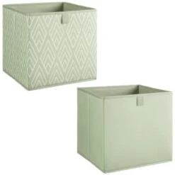 Lokken Printed Storage Cubes 2pk - Sage Diamond -Chic Household Items 395843 2pk printed lokken storage cubes sage diamond 3