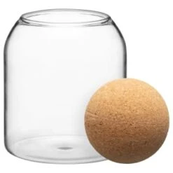 B&M Small Glass Jar With Cork Lid -Chic Household Items 396483 small glass jar with cork lid 2