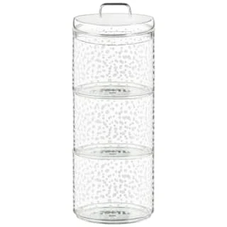 B&M Printed Glass Stackable Storage Jars 3pc - White 7 B&M Printed Glass Stackable Storage Jars 3pc - White - Image 5