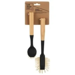 B&M Bamboo Dish Brushes 2pk -Chic Household Items 397041 2pk bamboo dishbrushes