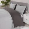 Simply Everyday Reversible Double Duvet Set With Pipe - Grey & Charcoal -Chic Household Items 397254 397255 simply reversible grey charcoal double king duvet set